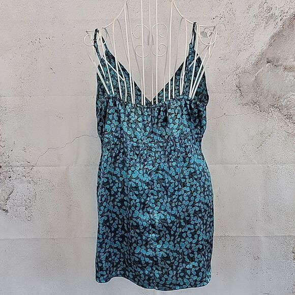 Jimmy'z Surf Co. Spaghetti strap satin tank in blue teal Women's Size M - Picture 6 of 10